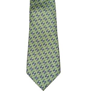 Vineyard Vines Mens Tie Silk Green Linked Hands Custom Handmade 61x3.75” USA